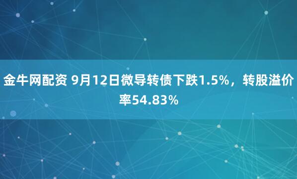 金牛网配资 9月12日微导转债下跌1.5%，转股溢价率54.83%
