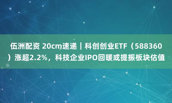 伍洲配资 20cm速递｜科创创业ETF（588360）涨超2.2%，科技企业IPO回暖或提振板块估值